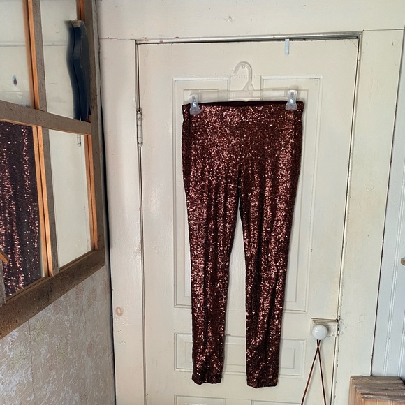 a.gain Pants - Bronze sequinned leggings